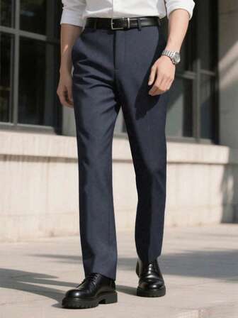 Men's Breathable Soft Straight Business Casual Pants Slim Suit Pants Loose Simple
