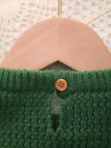 Infant Round Neck Long Sleeve Warm Knit Sweater - Green - View 7