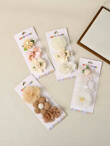 3pcs/Set New 3D Floral Baby Headbands, Cute Chiffon Flower Infant Headbands, 3pcs Chiffon 3D Floral Girl Hair Clips, Versatile Pastoral Style Baby Hair Accessories (Excluding Paper Card)