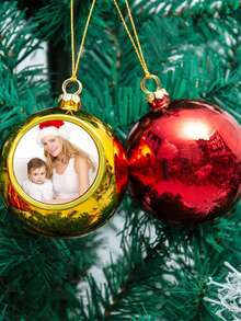 1PC Personalized Heat Transfer Printing Photo Circular Plastic Christmas Hanging Ball, Christmas Tree Decoration Hanging Ball, Pendant, Backpack Pendant, Home Decoration Pendant, Customized Photo Picture, Customized Product - Multicolor - View 3
