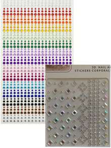 900 viên đá giả nhiều màu DIY, miếng dán mắt cầu vồng cho nghệ thuật, biểu diễn sân khấu lễ hội âm nhạc, phụ kiện trang điểm trang sức mặt với nhiều kiểu dáng - Nhiều màu - Xem 10