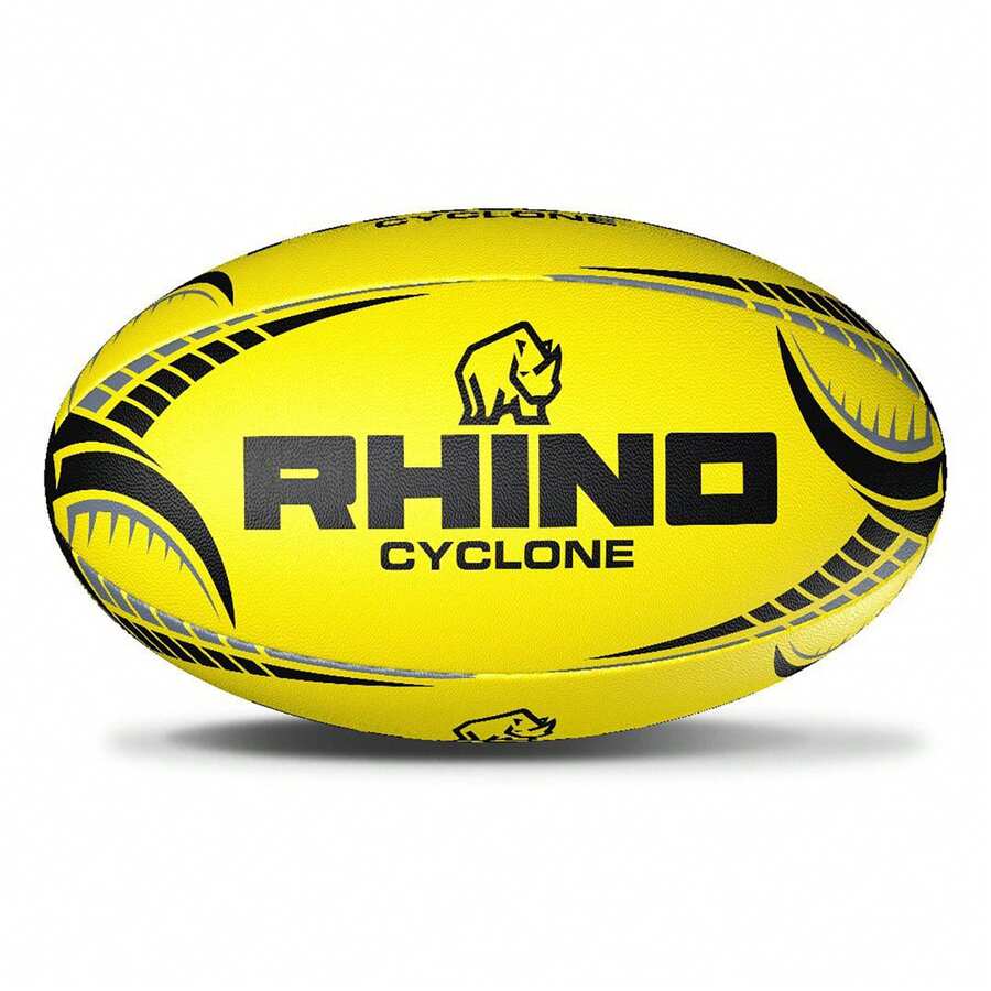 RHINO Cyclone Rugby Ball (Fluorescent Yellow) - 100% Mixed - (RD802) - Yellow - View 1