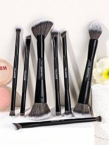 MAANGE 7/8/11件套柔软天然合成纤维化妆刷套装，包含面部刷、散粉刷、腮红刷、遮瑕刷、轮廓刷、鼻影刷、高光刷、粉底刷、细节刷，二合一便携多功能化妆刷，适合居家或旅行，化妆必备，精美礼品 - 黑色 - 查看 5
