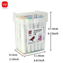 WUQIANNIAN 24 piezas Bolígrafo de marcado de colores con punta triangular de doble cabeza, escritura ultra fina, suave, para grafiti, dibujo a mano, marcado, útiles escolares, temporada de regreso a clases - Multicolor - Ver 6