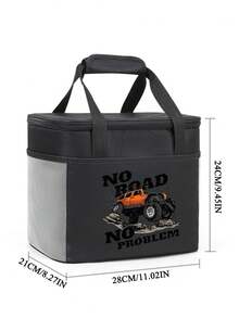 1pc Cartoon Car Pattern Insulated Lunch Bag, Large Capacity Lunch Box Tote Bag, Aluminum Foil Lining, Suitable For Work Commute - 28*24*21CM - View 8