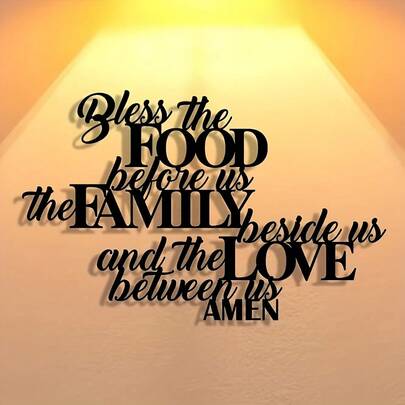 1pc "Bless Our Family And Love" Handmade Metal Sign Plate, Suitable For Wall Decor In Office, Home Living Room, Bedroom, Patio, Kitchen, Cafe, Dance Hall, Bar, Farmhouse, Reusable!