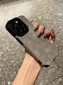 奢华哑光仿皮全包覆式摄像头镜头保护手机壳，兼容 17/16/15/14/13/12/11 Pro Max Plus/17 Air，镜头保护，防震软后盖 - 淺灰色 - 查看 5