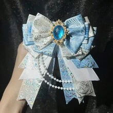 1pc Cute Decorative Bow Brooch, Handmade Pearl Chain DIY Finished Product, Otaku Idol Fan Cheering Stick, Cosplay Outfit Accessory, Lolita Bag Decoration - Multicolor - View 3