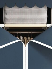 Portable Minimalist Wardrobe For Home/Bedroom, Equipped With Hanging Area And Multi-Layer Storage Racks, Top Design With Shelving, Durable Steel Frame, Essential Storage Cabinet For Clothing Organization - Multicolor - View 11