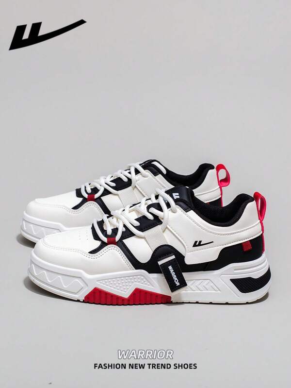 WARRIOR 1 Paar WARRIOR Herren Lässig Schuhe mit dicker Sohle und Schnürung, weiche Sohle, Outdoor Flache Schuhe, runde Zehenkappe, niedriger Absatz, rutschfest, einfarbig elegant, weiche Sohle, geeignet für Studentenabschlussfotos, Herren Leder Sneaker mit niedriger Spitze