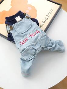 PETCIRCLE 1PC Pet Clothes Small Dog Puppy Cute Letter Patch Pocket New York Overall - Multicolor - View 3