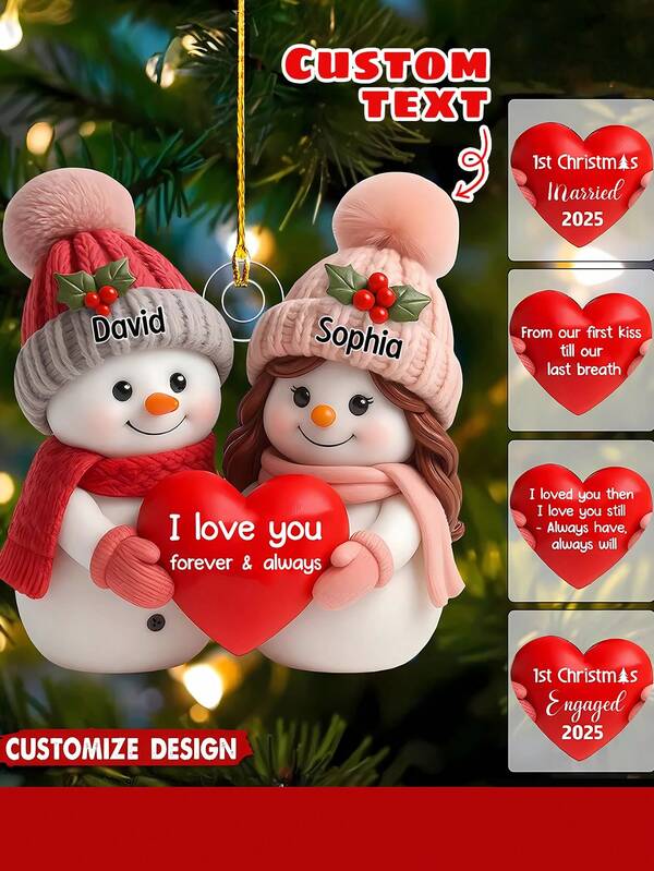 1pc Custom Personalized Couple Snowman Ornament – Our First Christmas Together 2025 – Custom Text Acrylic Christmas Gift For Husband Wife,Personalized Gifts,Customized Christmas Gifts,Christmas,Ornaments