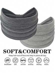 1pc Adjustable Elastic Exercise Headband, High Stretch Sports Sweatband, Breathable Absorbent Wide Band, Suitable For Pilates Workout, Solid Color Sports Hair Tie Headpiece Women Bandanas Winter Hair Accessories Winter Hair Bands Warm Head Wrap - Multicolor - View 2