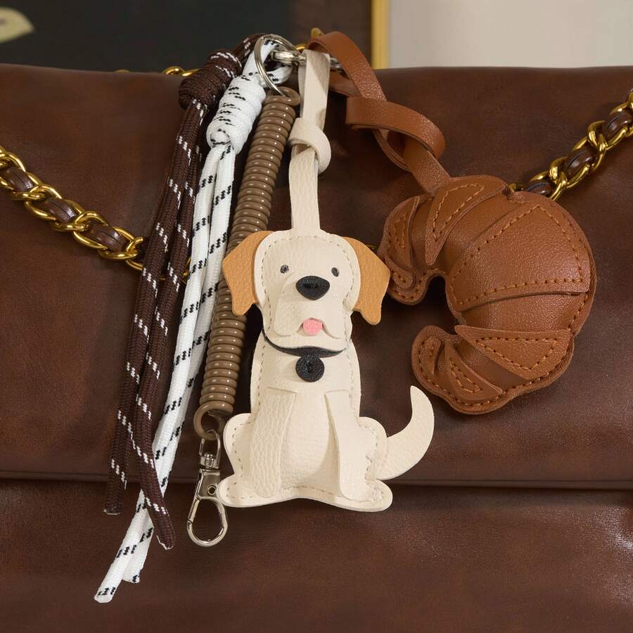 可爱拉布拉多犬皮革包包吊坠，手工编织绳包包吊坠，PU牛角包弹簧绳，复古编织绳吊坠，时尚汽车吊坠，情侣包包吊坠，手机挂绳肩带钱包装饰，趣味包包配件，生日礼物，节日礼物，可爱拉布拉多犬包包挂饰，人造革包包挂饰，编织绳包包挂饰，绳子包包挂饰，小狗包包挂饰，女士包包挂饰，撞色包包挂饰。 - 彩色 - 查看 1