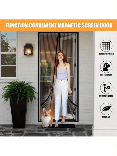 Magnetic Screen Door Magnetic Screen Curtain Self-Sealing Mesh Partition Anti-Insect Indoor/Outdoor Universal Partition Closet Door Women's Bedroom Wedding Kitchen College Dorm Home Decor Bathroom Accessories Furniture Door Curtain Mosquito Net
