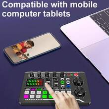 Podcast Equipment Bundle Audio Interface, DJ Mixer, BM-800 Condenser Microphone, Studio Equipment With Mic Arm, Streaming, Voice Over, Singing, PC - Black - View 3