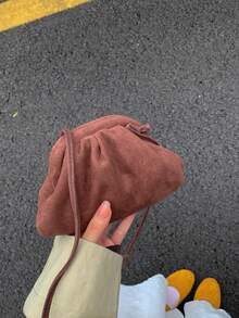 迷你女士云朵单肩包，哑光小斜挎包，韩版时尚钱包，口红包 - 咖啡 - 查看 7