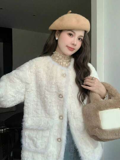 富家千金女士蓬松外套，加厚棉质上衣，秋冬款