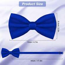 Men's Bow Ties Solid Color Pre-Tied Bow Tie Satin Formal Tuxedo Bowtie Adjustable Neck Bowtie For Men Wedding Party - Xanh đậm - Xem 3