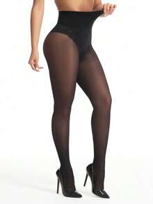 1pc And Fashionable 40D Pantyhose Women, Cozy - màu đen - Xem 5