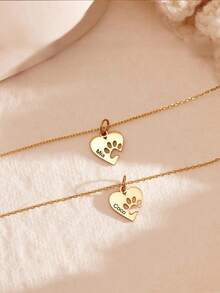 Collar personalizado con forma de corazón y huella de pata, collar personalizado con huella de pata, collar con letra y huella de pata de mascota, regalo conmemorativo de mascota, mejor regalo para el Día de la Madre