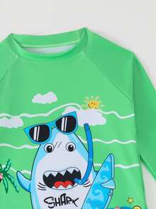 WD INF Boys' UV Protection Beach Set With Fun Surfer Shark Print 2025 I3601 - 薄荷綠 - 查看 4