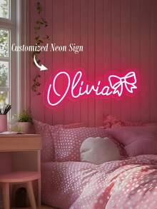Custom Neon Signs, Neon Sign Customizable For Wall Decor, Personalized Neon Sign For Wedding, Birthday Party, Bedroom, Bar, Salon, Business Shop, Name Logo, Led Sign, Halloween, Christmas Gifts, Romantic Home Decor, Perfect For Wall Decor, Festival, Party, Thanksgiving, Bedroom, Women, Girl, Birthday, Game Room & More - Hot Pink - View 2