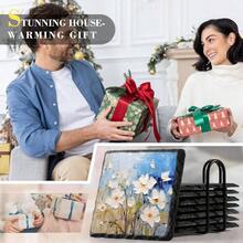 - Posavasos de pizarrn con soporte de metal, juego de 8 posavasos negros, juego de posavasos de piedra de 4 pulgadas, proteccin de mesa para el hogar, al aire ltima intervensin, cocina - Cuadrado de 8 piezas - Ver 5