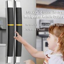 MRKG Refrigerator Door Handle Covers, Washable Without Fading Or Cracking, Keep Your Kitchen Appliance Clean From Smudges, Drips, Food Stains, Oil, 2 Pieces (Black) - Grey/Black - View 10