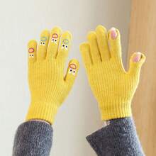 Cute Warm Knitted Knitted Gloves For Women, Autumn/Winter, Touchscreen, Windproof, Cycling, Thermal Mittens - Multicolor - View 6