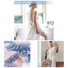 2Pcs Lace Wedding Garter Set Bride, White Bridal Garter With Stretchy Elastic Band, Keepsake And Toss Garters - Màu xanh lam - Xem 2