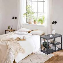 Mesa Auxiliar Industrial de 3 Niveles,Mesa de Centro, Librero o Armario de Organizar Mesa de Café y Libros.Adecuado para salón, Oficina y hogar(60CMx30CMx68) (Gris) - Gris - Ver 5