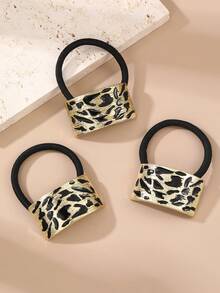 1 pieza/3 piezas Scrunchies de pelo de mujer con estampado de leopardo metálico negro y dorado, adecuados para coleta, uso diario, primavera/verano, playa, vacaciones, elásticos de pelo, cuerda de pelo, goma de pelo, vacaciones, viaje - Multicolor - Ver 4