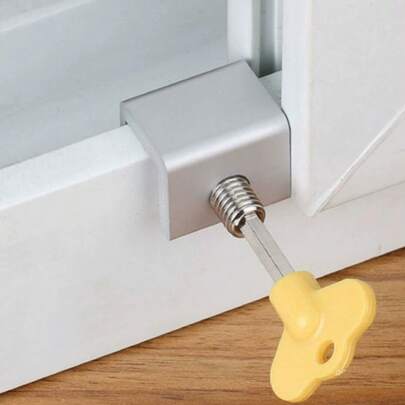 窗户限位器，可调节窗户锁止器，适用于宠物的防盗门锁，免打孔滑动窗锁五金件，加厚铝合金家用安全窗锁