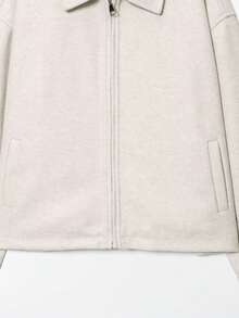 山茶花新款秋冬女式美式休闲街头风拉链装饰翻领夹克 - 米色 - 查看 7