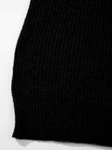 秋冬新款针织休闲宽松套头毛衣，简约风格，串珠纹理，通勤商务休闲领拉链长袖男女通用 - 黑色 - 查看 9