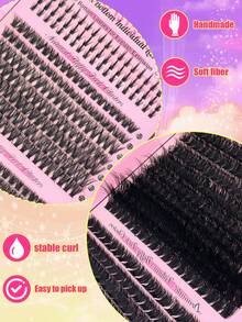 New Arrival 12-Piece Fluffy Eyelash Set - With Bottom Lashes/Cat's Eye Style/Fairy Lashes/Full Thick Clusters (30D-100D), Easy DIY For Beginners & Pros, Ideal For Travel/Dances/Gatherings/Daily/Holiday Gifts - màu đen - Xem 4