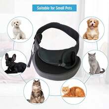 Mochila transportadora para mascotas, bolsa de perro con cordón sin manos y correa ajustable, bolsa de malla transpirable adecuada para cachorros y gatitos, bolso cruzado para perros con bolsillo, ideal para actividades al aire libre - Negro - Ver 8