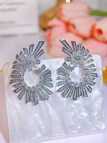 SEQUITO 2 piezas de joyas para las orejas con baño de oro elegante, aretes de gran tamaño con circonita cúbica simétrica, joyería de fiesta y disfraz de diosa