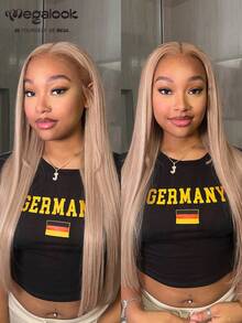 MEGALOOK Peruka z koronką z przodu 13x4, jedwabiście prosta, 100% ludzkich włosów - przezroczysta koronka, wstępnie wyrwana naturalna linia włosów, peruka z koronką z przodu w kolorze miodowego brązu, gęstość 180% - komfort przez cały dzień, odpowiednia do linii włosów w Lagos, do noszenia na co dzień, do biura, na imprezę, w stylu Y2K, na wakacje, na zajęcia na świeżym powietrzu, na niedzielny wypad, na kampus, na przerwę w szkole, na Boże Narodzenie, na powrót do szkoły, na ślub, na Halloween, na święta, na randkę, urocza peruka damska - S20L - Zobacz 4