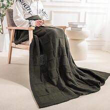 Knit Throw Blanket,Classical Checkered Blanket For Couch,Cozy Warm Knitted Throw Blanket For Bed Sofa Living Room, Decorative Stretched Throw, Lightweigh,50"X 60"Oatmeal - 燒焦 - 查看 8