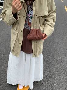 迷你女士云朵单肩包，哑光小斜挎包，韩版时尚钱包，口红包 - 咖啡 - 查看 2