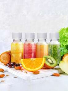 1/6/12pcs Mini Ginger Cups, 2oz Tiny Juice Bottles With White Screw Lids, Small Beverage Containers, Reusable, Leak-Proof, Freezer , Transparent With Measurement Marks, Suitable For Liquid, Juice, Jam - Multicolor - View 8