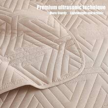 Soft Queen Size Quilt Set For All Seasons, 3-Piece Ultrasonic Geometric Bedding Set, Lightweight Reversible Bedspread, Coverlet, Bed Cover With 2 Pillow Shams, Yellow - Brich Beige - Xem 8