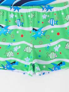 WD INF Boys' UV Protection Beach Set With Fun Surfer Shark Print 2025 I3601 - 薄荷綠 - 查看 3