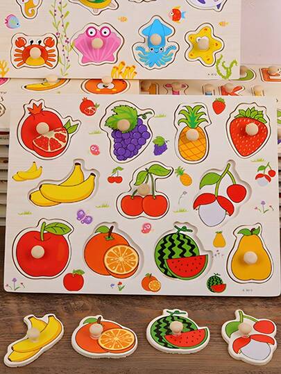 Brinquedo Encaixe Frutas Transporte Animais Madeira Quebra Cabeça Educativo Pedagógico Com Pinos MDF Brinquedos Pedagógico Ludico Encaixe Fazenda Animais Numeros Letras Ensinar Professor