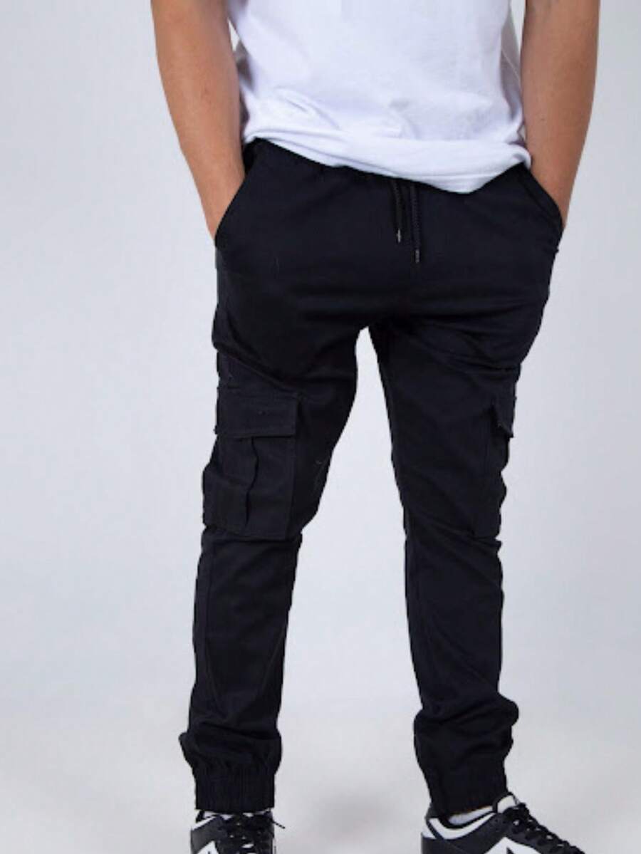 Men's Cargo Jogger Pants Casual Streetwear Premium Twill With Elastic Cuff And Side Pockets Skate - 黑色的 - 查看 1