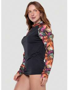 Women's Thermal Top UV Protection Long Sleeve Printed Beachwear Summer 031 - Đen và trắng - Xem 3