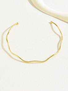 1條時尚簡約波浪金屬脖套項鍊(女士用),適用於約會、派對、舞會和返校季節
