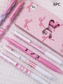 1/6pcs Ultra Dry Pink Gel Pen, Accurate 0.5mm, Smooth Writing, Suitable Forffices And Classrooms, Suitable Foreenagers And Adults, Suitable Forome And Classroom Education, Multi-Purpose Gel Pen Is Very Suitable Forear-End Examinations, A Set Of Gel Pens And Ball Pens, Holiday Appliances, Classroom Supplies, Children's Day Gifts